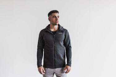 Nobull Performance Zip-up Men's Hoodie Deep Grey | Australia (KB4863)